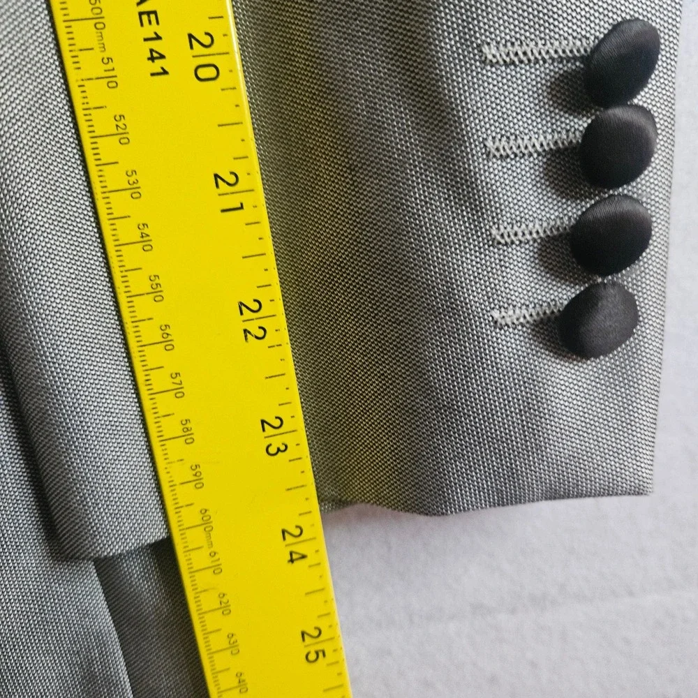 Eleganza Giorgio Sanetti Mens Suit Set Silver Grey Black Trim 38S 32x35 Pant